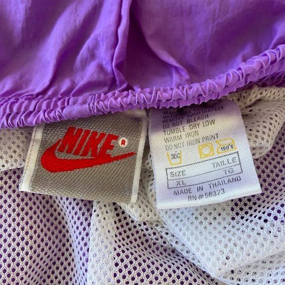 Vintage 90s Nike Swim Shorts Mens XL Purple Swoosh Logo Gray Tag Lined Trunks - Picture 10 of 11